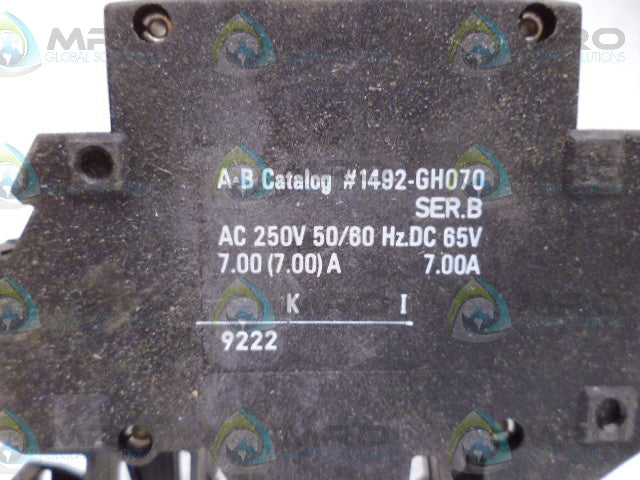 ALLEN BRADLEY 1492-GH070 SER. B CIRCUIT BREAKER *USED*