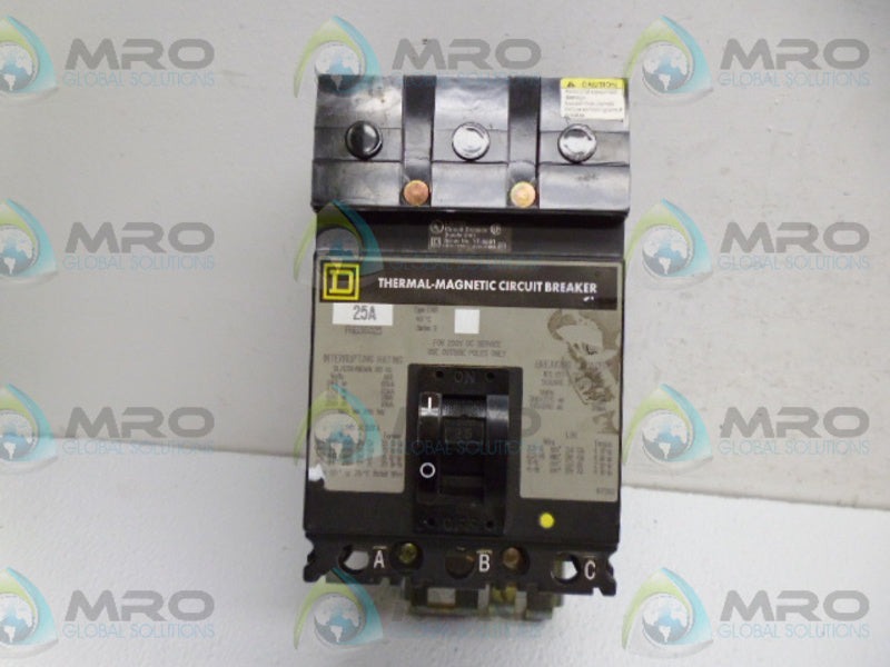 SQUARE D FHB36025 CIRCUIT BREAKER *USED*
