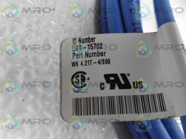 TURCK WK4.21T-4/S90 EUROFAST MOLDED CORDSET *NEW NO BOX*