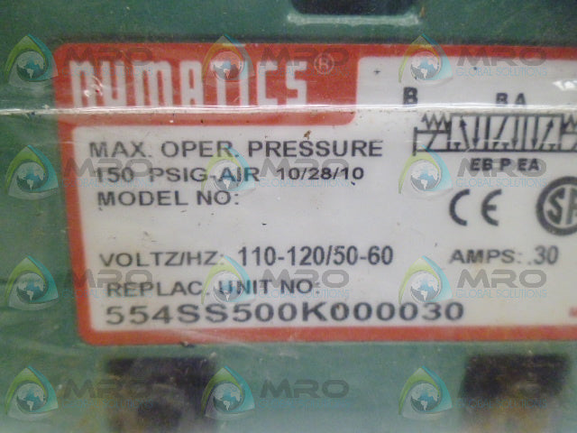 NUMATICS 554SS500K000030 SOLENOID VALVE *NEW IN FACTORY BAG*