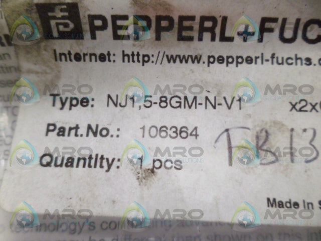 PEPPERL+FUCHS NJ1.5-8GM-N-V1 INDUCTIVE SENSOR *NEW IN FACTORY BAG*