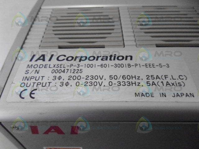 IAI XSEL-P-3-100I-60I-30DIB-P1-EEE-5-3 CONTROLLER *USED*