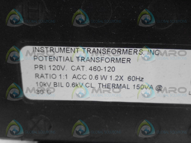 INSTRUMENT TRANSFORMER 460-120 POTENTIAL TRANSFORMER *NEW NO BOX*