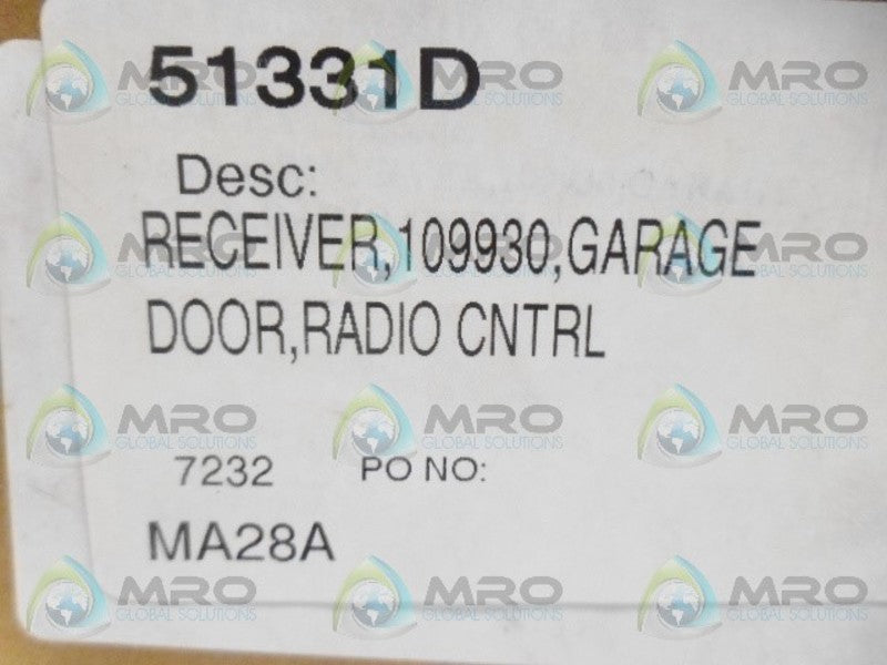INDUSTRIAL MRO 51331D GARAGE DOOR RADIO CONTROLLER *NEW IN BOX*