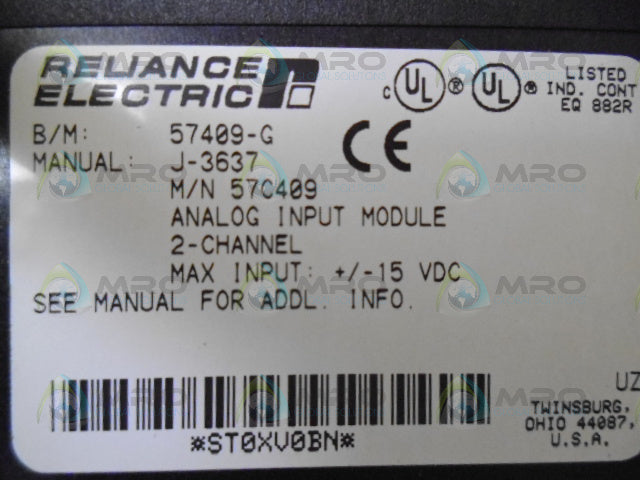 RELIANCE ELECTRIC 57C409 ANALOG INPUT MODULE *USED*