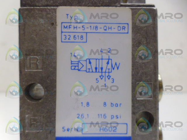 FESTO MFH-5-1/8-QH-DR SOLENOID VALVE *NEW NO BOX*