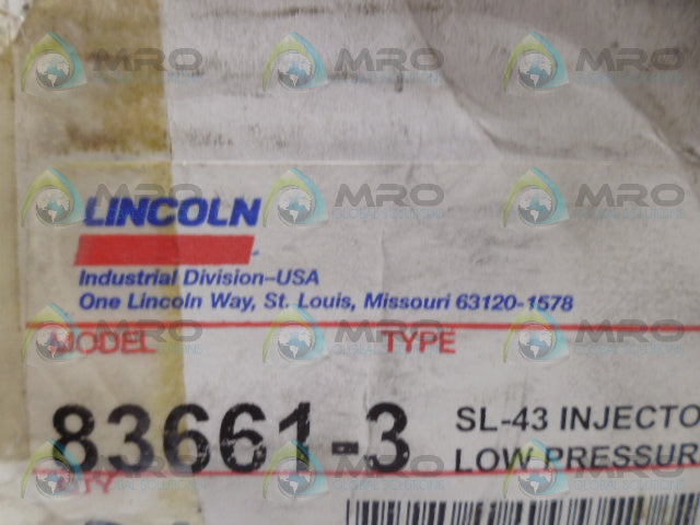 LINCOLN/CENTRO-MATIC 83661-3 INJECTOR  *NEW IN BOX*
