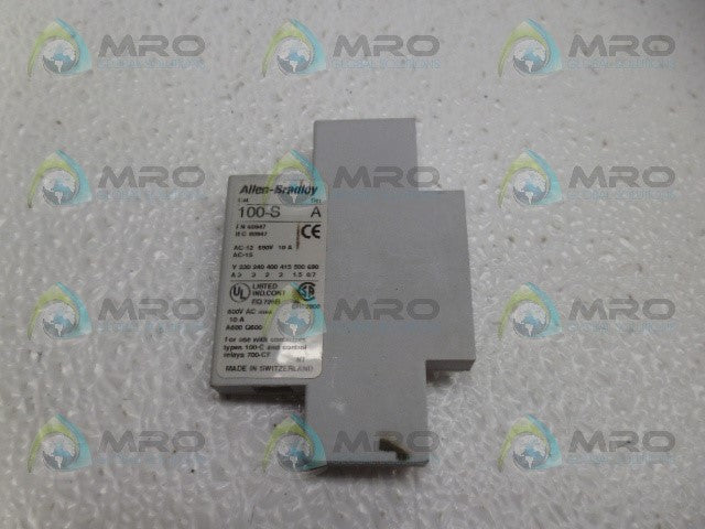 ALLEN BRADLEY 100-SB10 SER. A AUXILIARY CONTACT *USED*