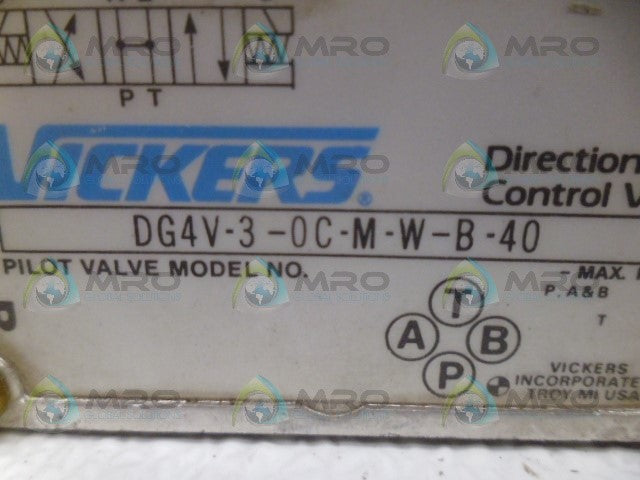 VICKERS DG4V-3-0C-M-W-B-40 DIRECTIONAL CONTROL VALVE *USED*