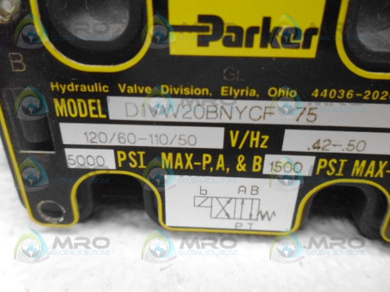 PARKER DIVW20BNYCF75 CONTROL VALVE *USED*