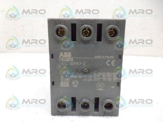 ABB OT63ET3 SWITCH *USED*