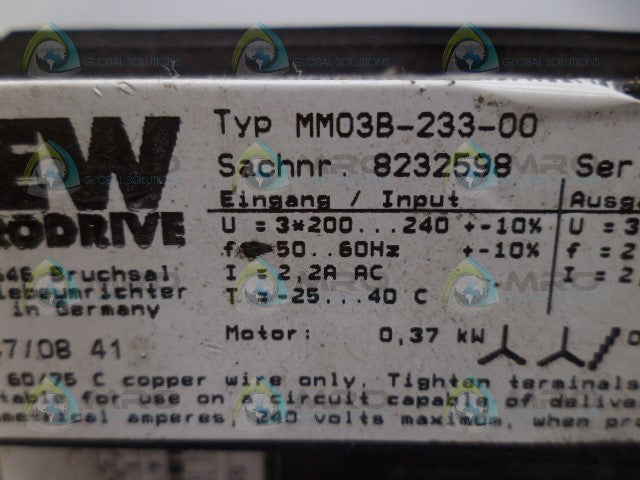 SEW EURODRIVE MM03B-233-00 MOVIMOT CONTROL *USED*
