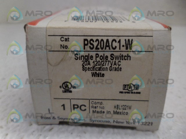 PASS & SEYMOUR PS20AC1-W SINGLE POLE SWITCH *NEW IN BOX*