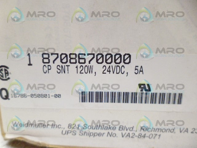 WEIDMULLER 8708670000 POWER SUPPLY *NEW IN BOX*
