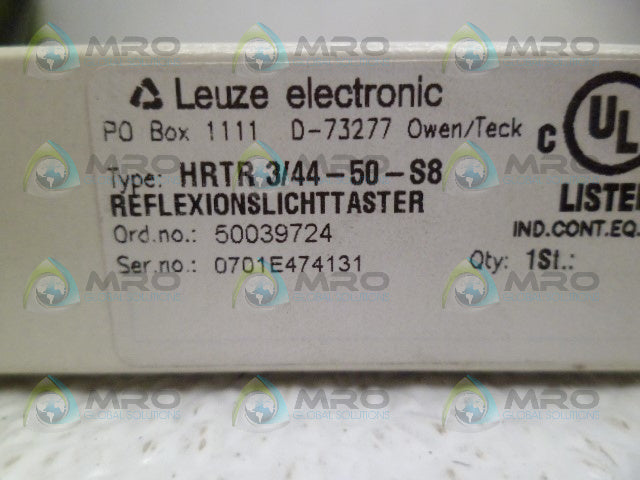 LEUZE HRTR3/44-50-S8 SENSOR *NEW IN BOX*