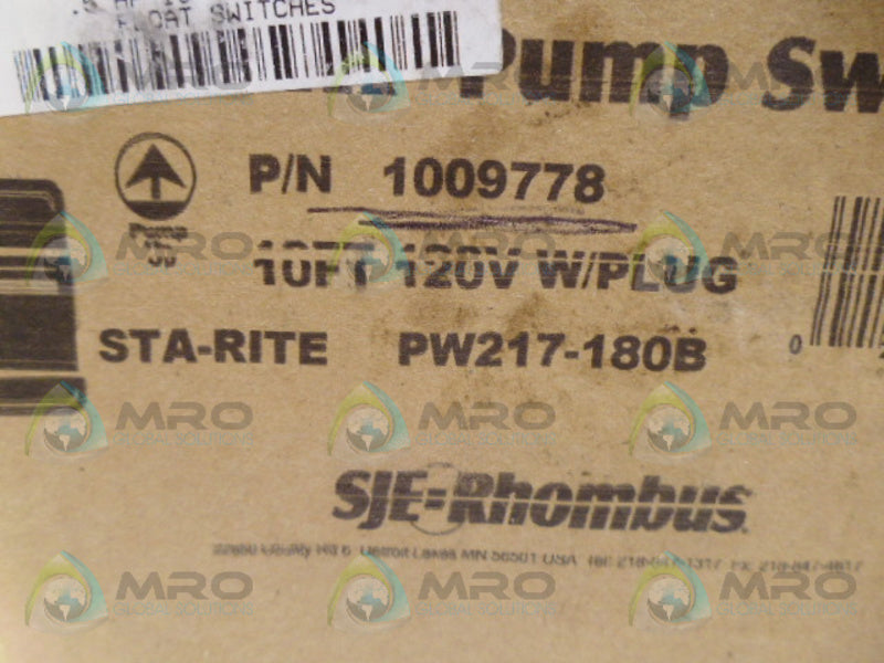 SJE 1009778 PUMP SWITCH *NEW IN BOX*