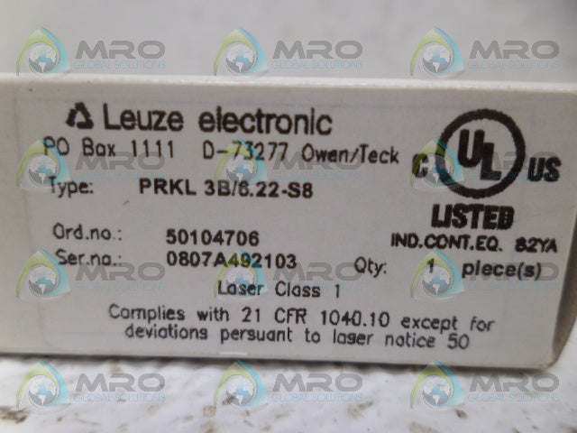 LEUZE PRKL3B/6.22-S8 PHOTOELECTRIC SENSOR *NEW IN BOX*