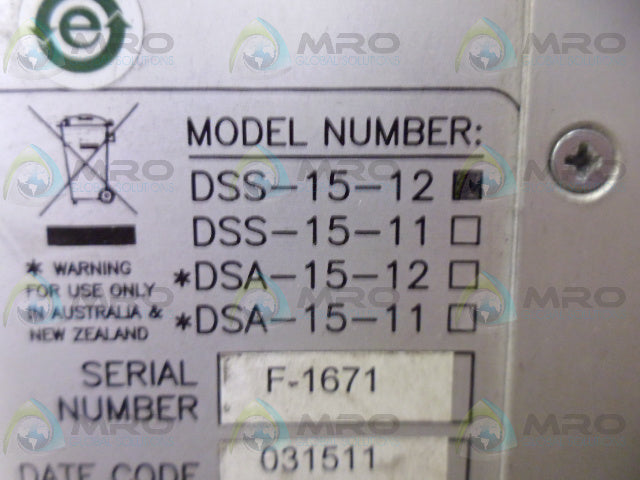 DME DSS-15-12 TEMPERATURE CONTROLLER *USED*