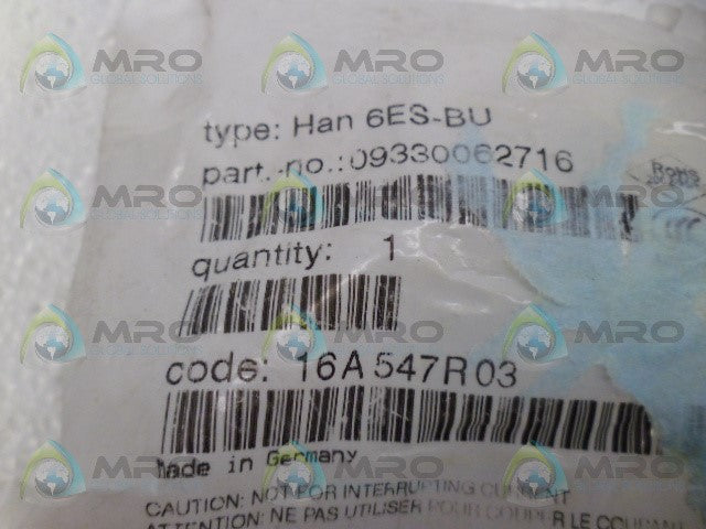 HARTING 09330062716 CONNECTOR *NEW IN FACTORY BAG*