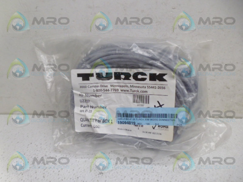 TURCK WK4T-20 EUROFAST MOLDED CORDSET *NEW IN FACTORY BAG*