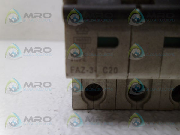KLOCKNER MOELLER FAZ-3-C20 CIRCUIT BREAKER  UNMP