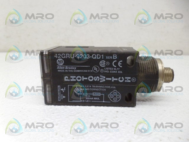ALLEN BRADLEY 42GRU-9203-QD1 SER. B PHOTOELECTRIC SENSOR *USED*