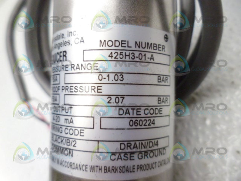 BARKSDALE 425H3-01-A PRESSURE TRANSMITTER *NEW NO BOX*