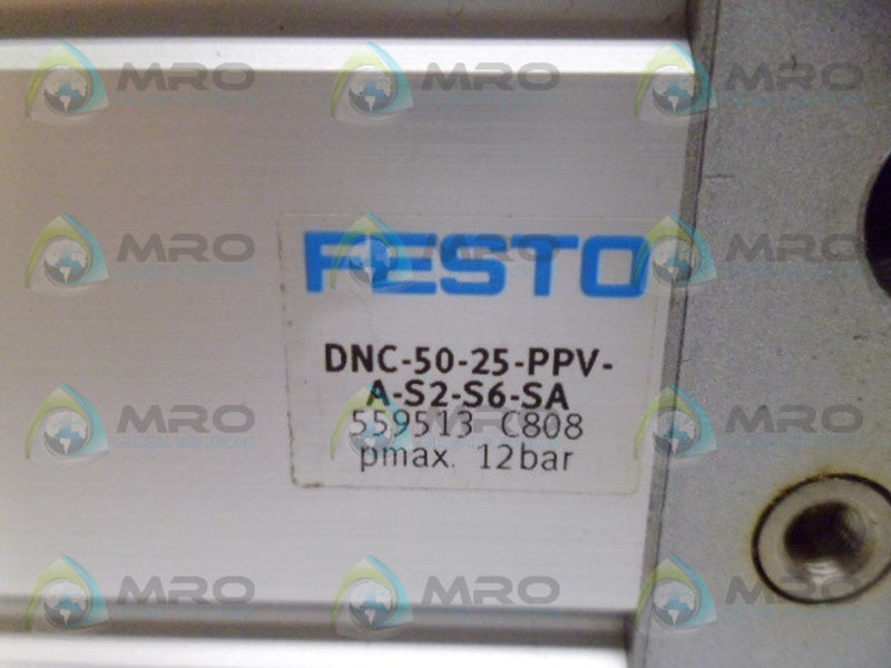 FESTO DNC-50-25-PPV-A-S2-S6-SA PNEUMATIC CYLINDER *NEW NO BOX*