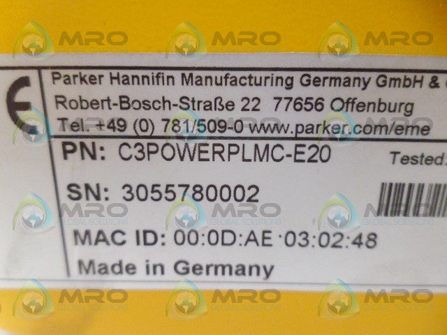 PARKER C3POWERPLMC-E20 LOGIC CONTROLLER *USED*