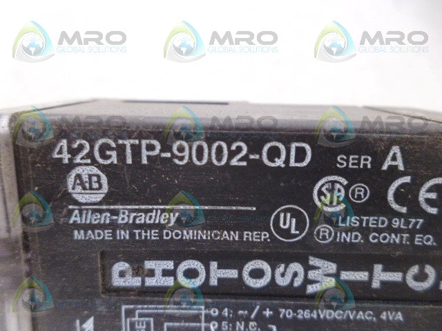 ALLEN BRADLEY 42GTP-9002-QD SER. A PHOTOSWITCH SENSOR *USED*