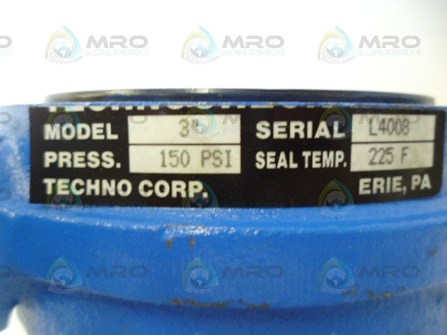 TECHNO CORP. 3" BUTTERFLY VALVE *NEW NO BOX*