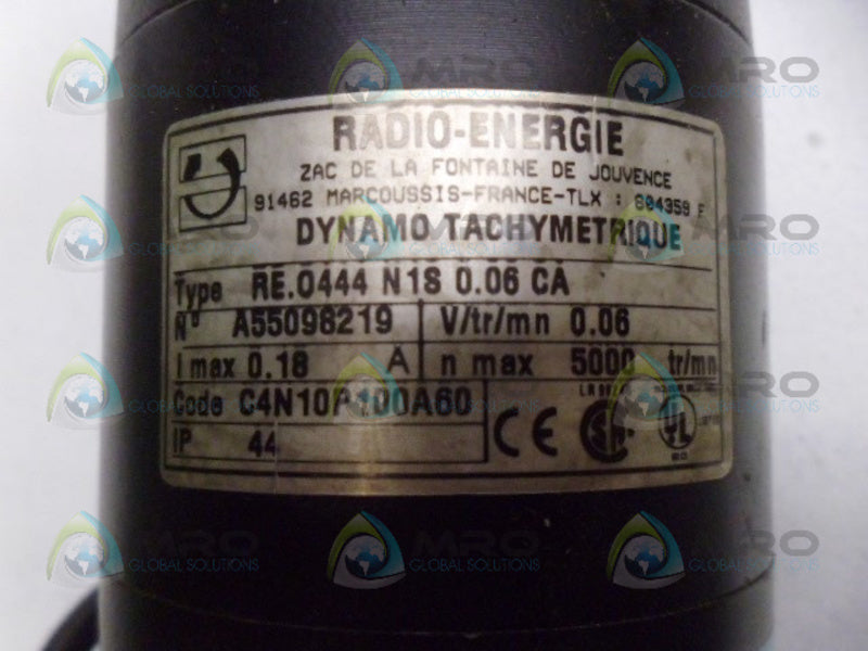 RADIO ENERGIE RE.0444 N1S 0.06 CA TACHOMETER GENERATOR *USED*