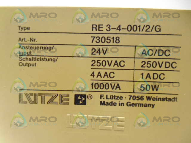 LUTZE RE3-4-001/2/G *USED*