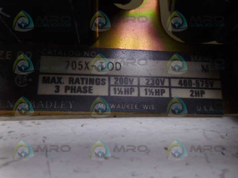 ALLEN BRADLEY 705X-TOD SER. M STARTER *USED*