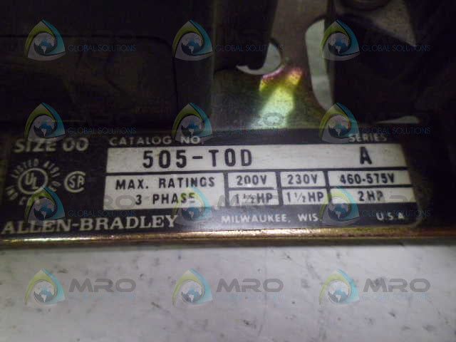 ALLEN BRADLEY 505-TOD SER. A STARTER *USED*