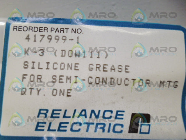 RELIANCE ELECTRIC 417999-1 THERMAL SILICONE GREASE *NEW IN FACTORY BAG*