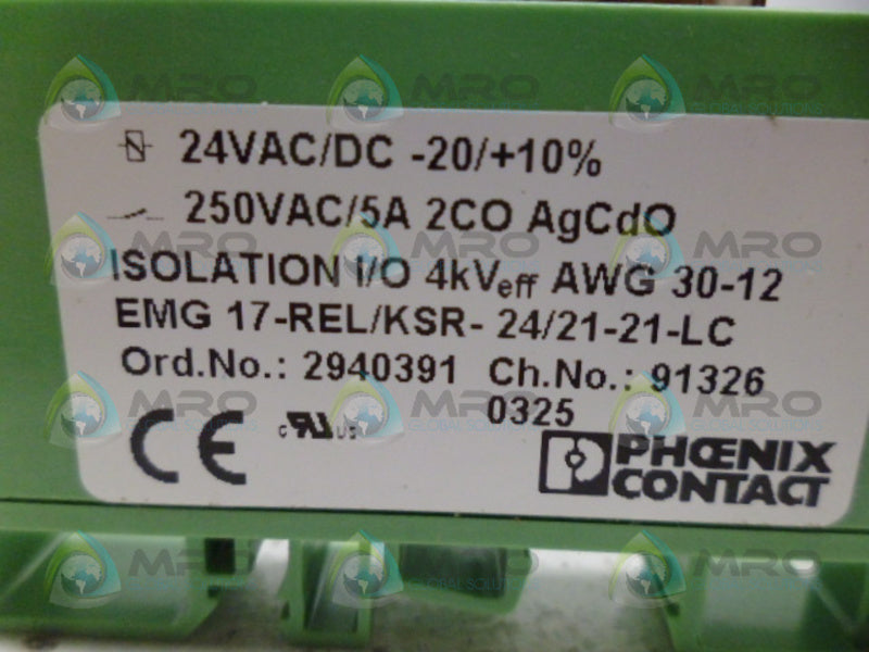PHOENIX CONTACT EMG17-REL/KSR-24/21-21-LC RELAY *NEW NO BOX*