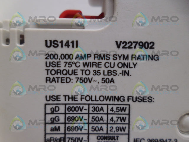 FERRAZ SHAWMUT US141I V227902 ULTRASAFE FUSE HOLDER *NEW NO BOX*