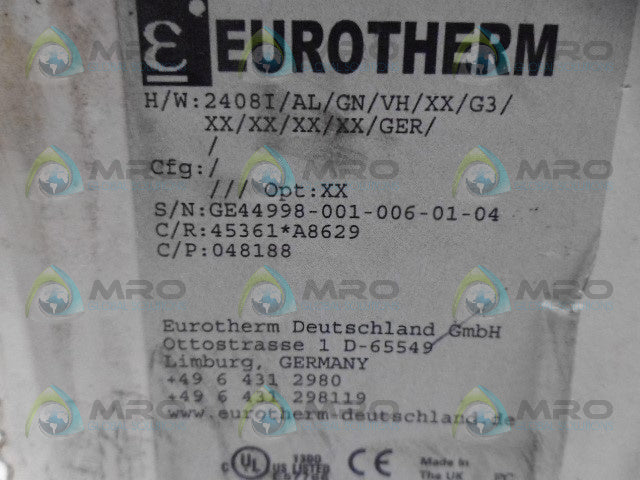 EUROTHERM 2408I/AL/GN/VH/XX/G3/XX/XX/XX/XX/GER TEMPERATURE INDICATOR*NEW IN BOX*