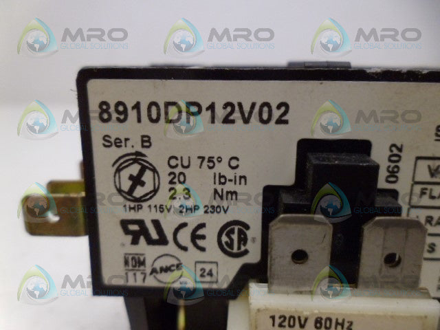 SQUARE D 8910DP12V02 CONTACTOR *USED*