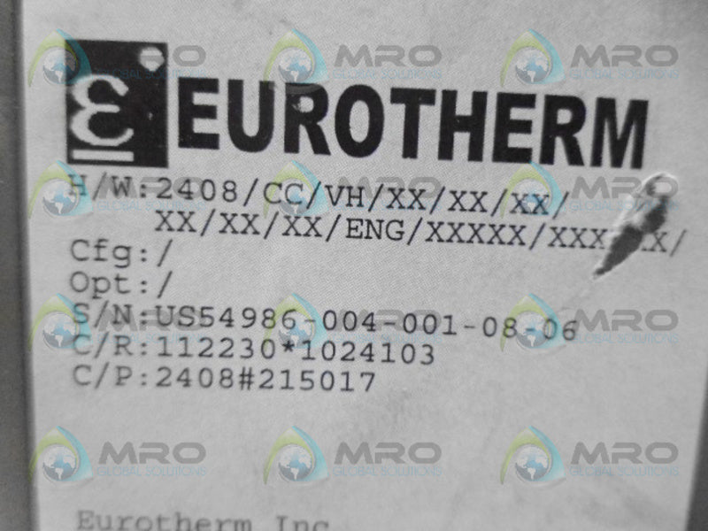 EUROTHERM 2408/CC/VH/XX/XX/XX/XX/XX/XX/ENG/X TEMPERATURE CONTROLLER *NEW NO BOX*