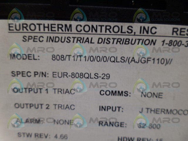 EUROTHERM 808/T1/T1/0/0/0/QLS/(ASJGF110)// CONTROLLER *USED*