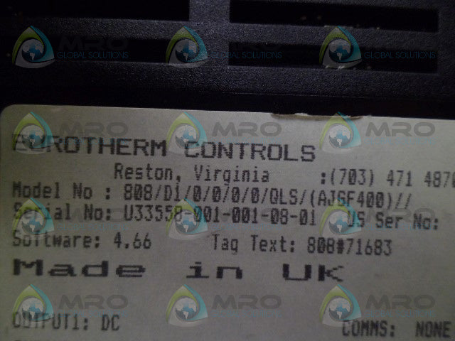 EUROTHERM 808/D1/0/0/0/0/QLS/(AJGF400)// TEMPERATURE CONTROLLER *NEW NO BOX*
