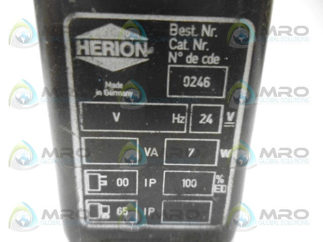 HERION 0246 COIL 24V *USED*