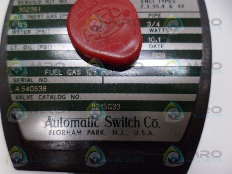 ASCO 8215G33 VALVE *USED*