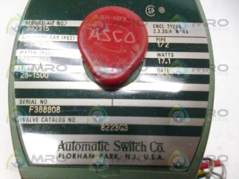 ASCO 8223G3 SOLENOID VALVE *USED*