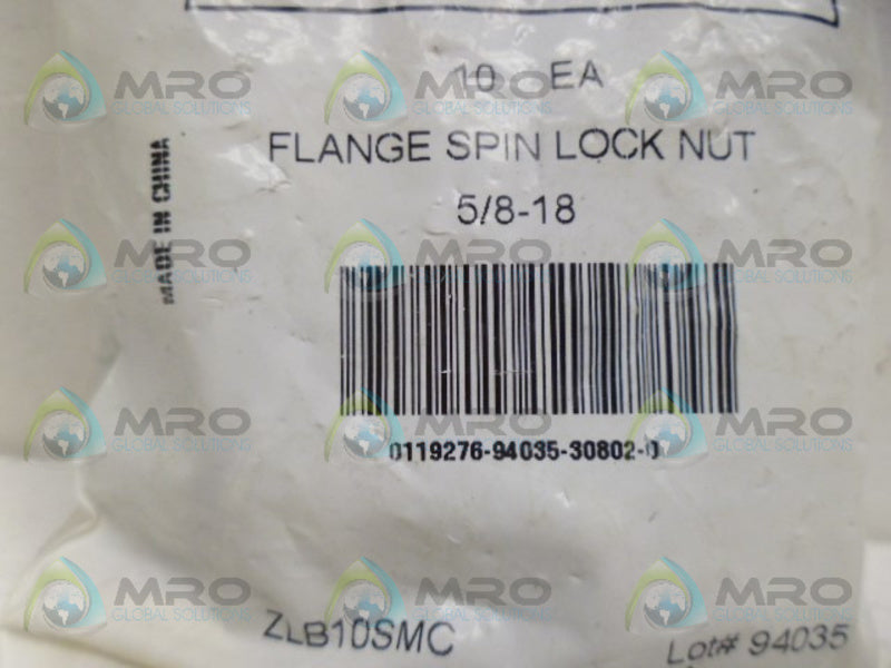 INDUSTRIAL MRO ZLB10SMC FLANGE SPIN LOCK NUT (PKG OF 10) *NEW IN FACTORY BAG*