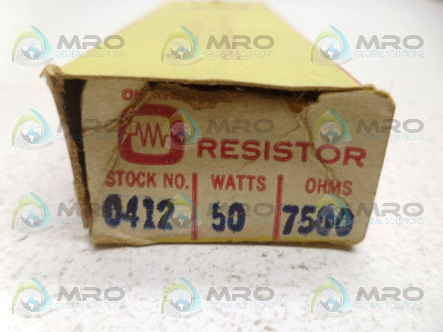 OHMITE 0412 RESISTOR 50W 7500OHMS *NEW IN BOX*