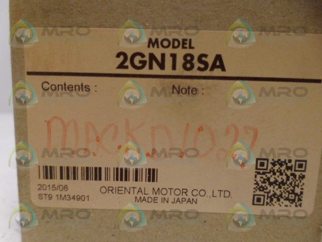 ORIENTAL MOTOR 2GN18SA *NEW IN BOX*