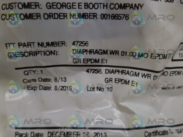 ITT 47256 DIAPHRAGM *NEW IN FACTORY BAG*